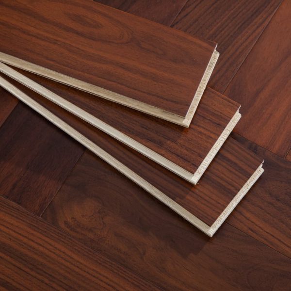 Glossy Walnut Chevron Flooring