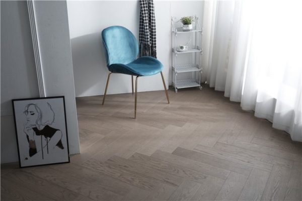 white herringbone floor