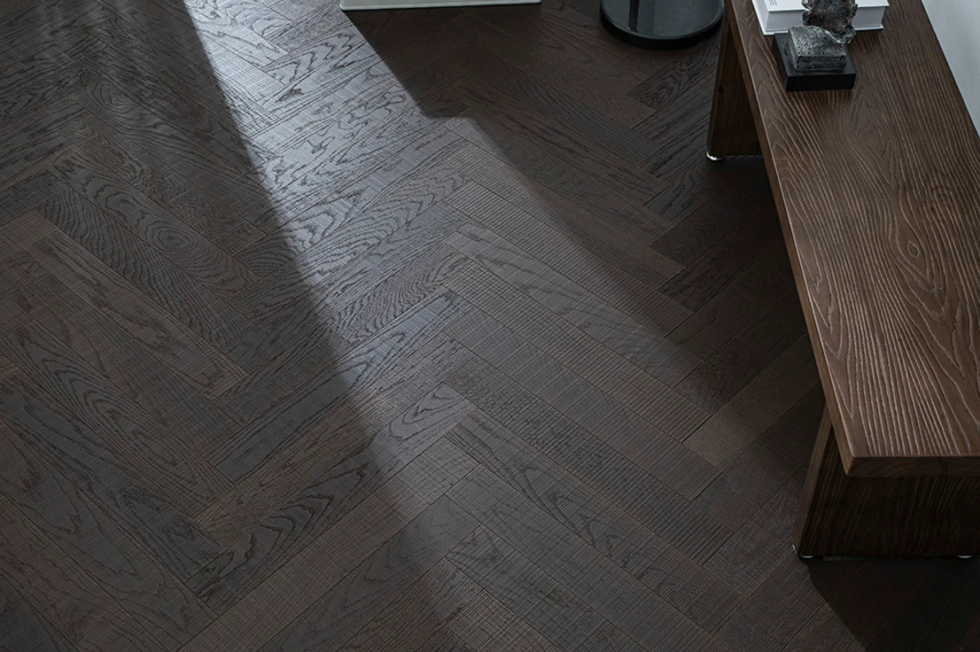 1.2mm Smoked Serrated Pattern Herringbone flooring
